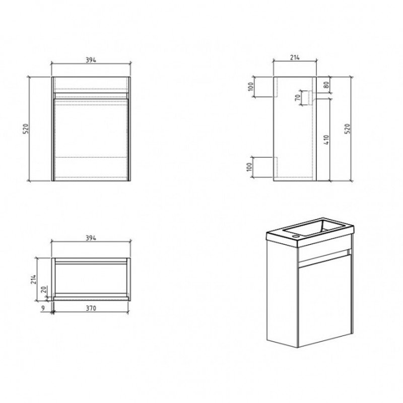 Тумба под раковину BelBagno Pietra Mini 40 L белый PIETRA MINI-400-1A-SO-BL-L - 2