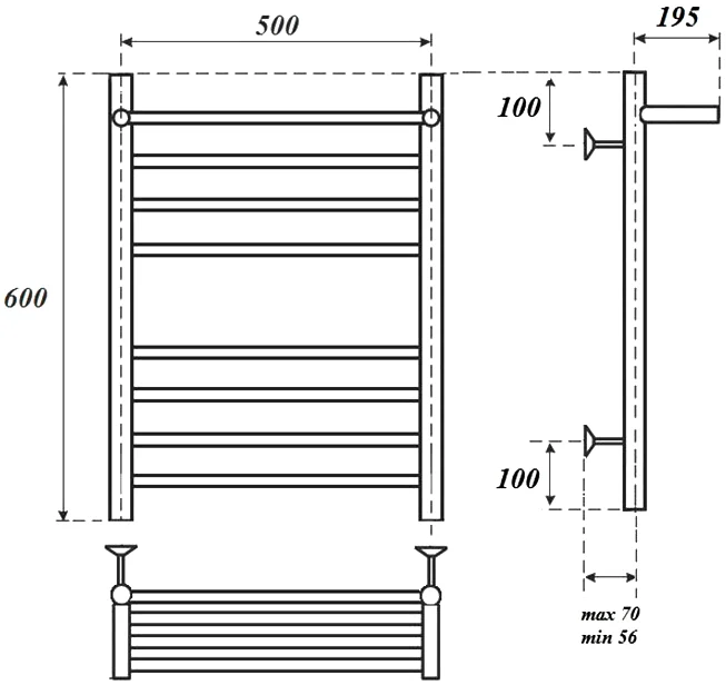 Полотенцесушитель электрический Point Аврора 50х60 хром с полкой PN10156SPE - 2