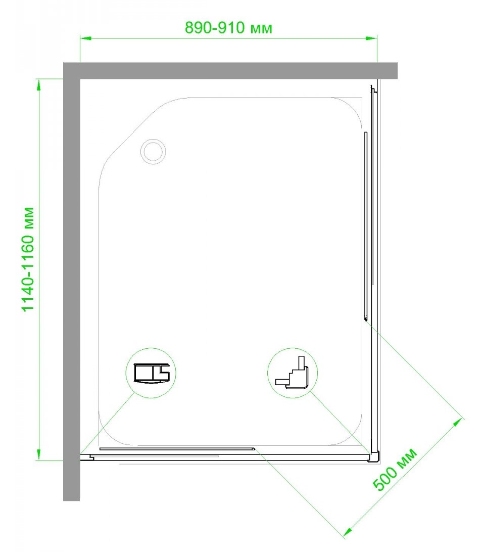 Душевой уголок Royal Bath HPD 90x115 профиль черный стекло прозрачное RB11590HPD-T-BL - 4