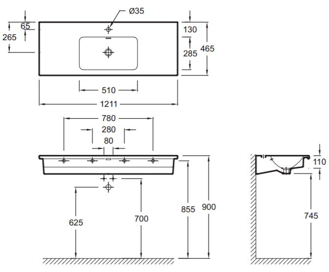 Раковина Jacob Delafon Vox EXAB112-Z 120 см EXAB112-Z-00 - 1