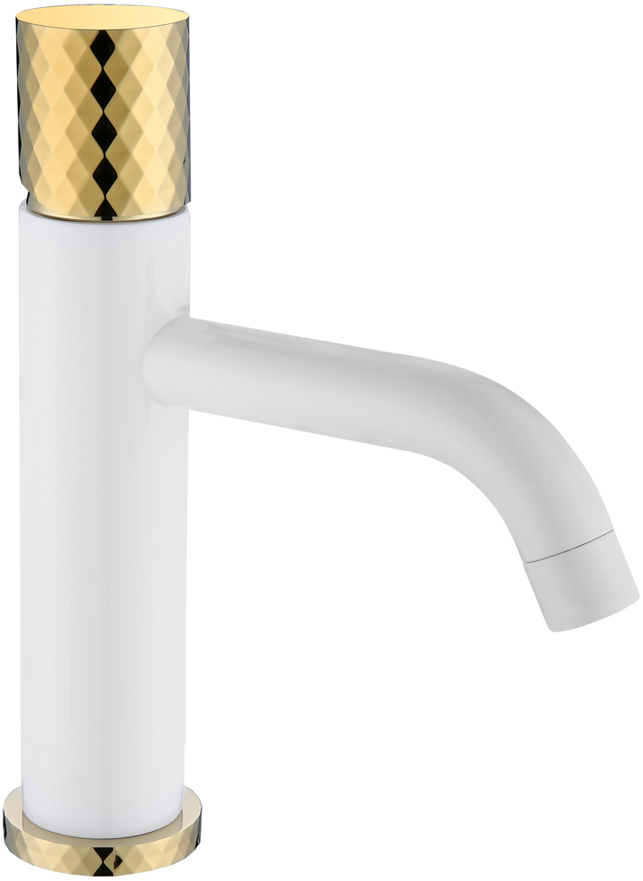 Смеситель Boheme Stick 121-WG для раковины, white diamond gold - 0