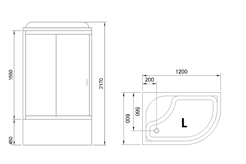 Душевая кабина Royal Bath BK 120x80 L профиль белый стекло прозрачное  RB8120BK4-MT-L - 2