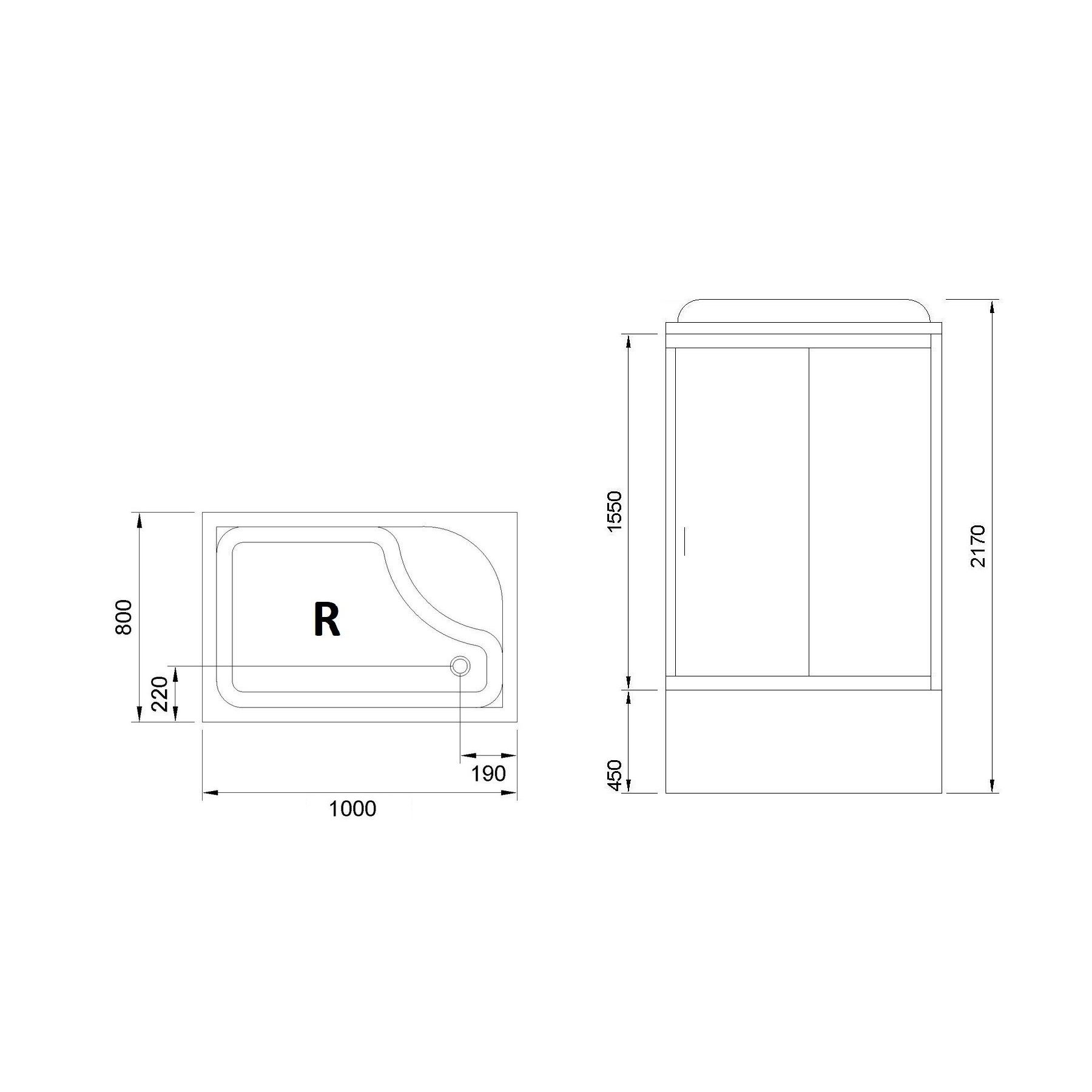 Душевая кабина Royal Bath 100х80 R профиль хром стекло матовое с гидромассажем RB8100BP3-WC-CH-R - 5