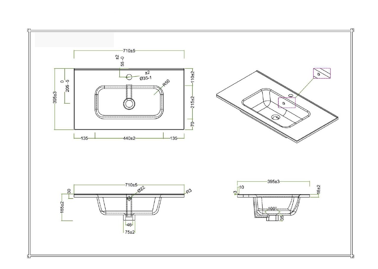 Тумба с раковиной BelBagno Kraft 39 70 темное дерево - 11