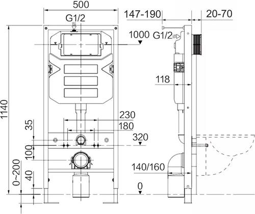 Комплект подвесного унитаза с инсталляцией Ceramica Nova Metropol с кнопкой Round хром CN4002MB_1001CH_1000 - 6