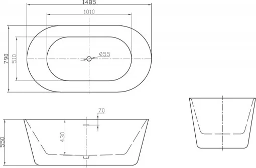 Акриловая ванна BELBAGNO 160х70 белый  BB306-1585 - 4