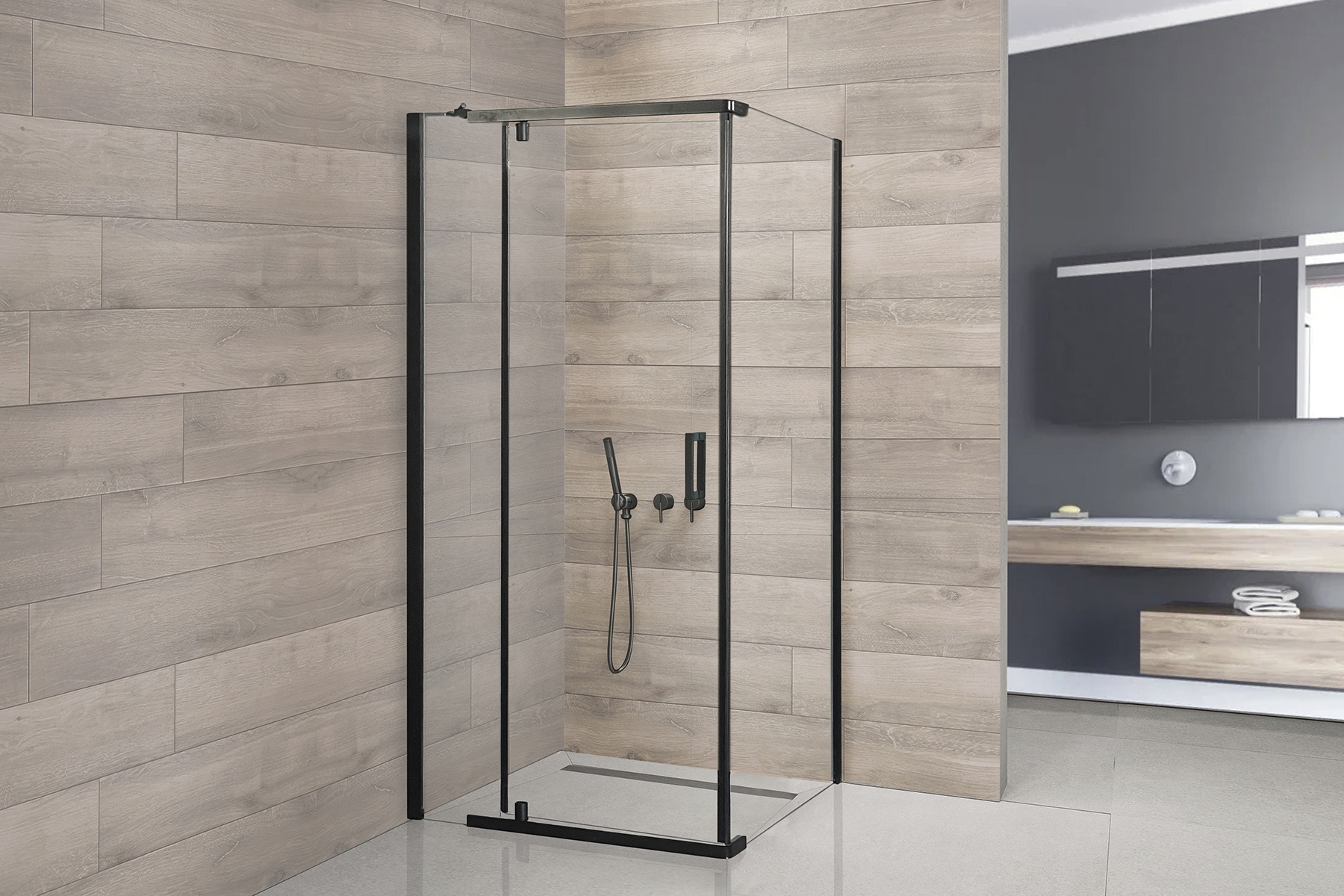 Душевой уголок Royal Bath HPVD 110х100 профиль черный стекло прозрачное RB1110HPVD-T-BL - 1
