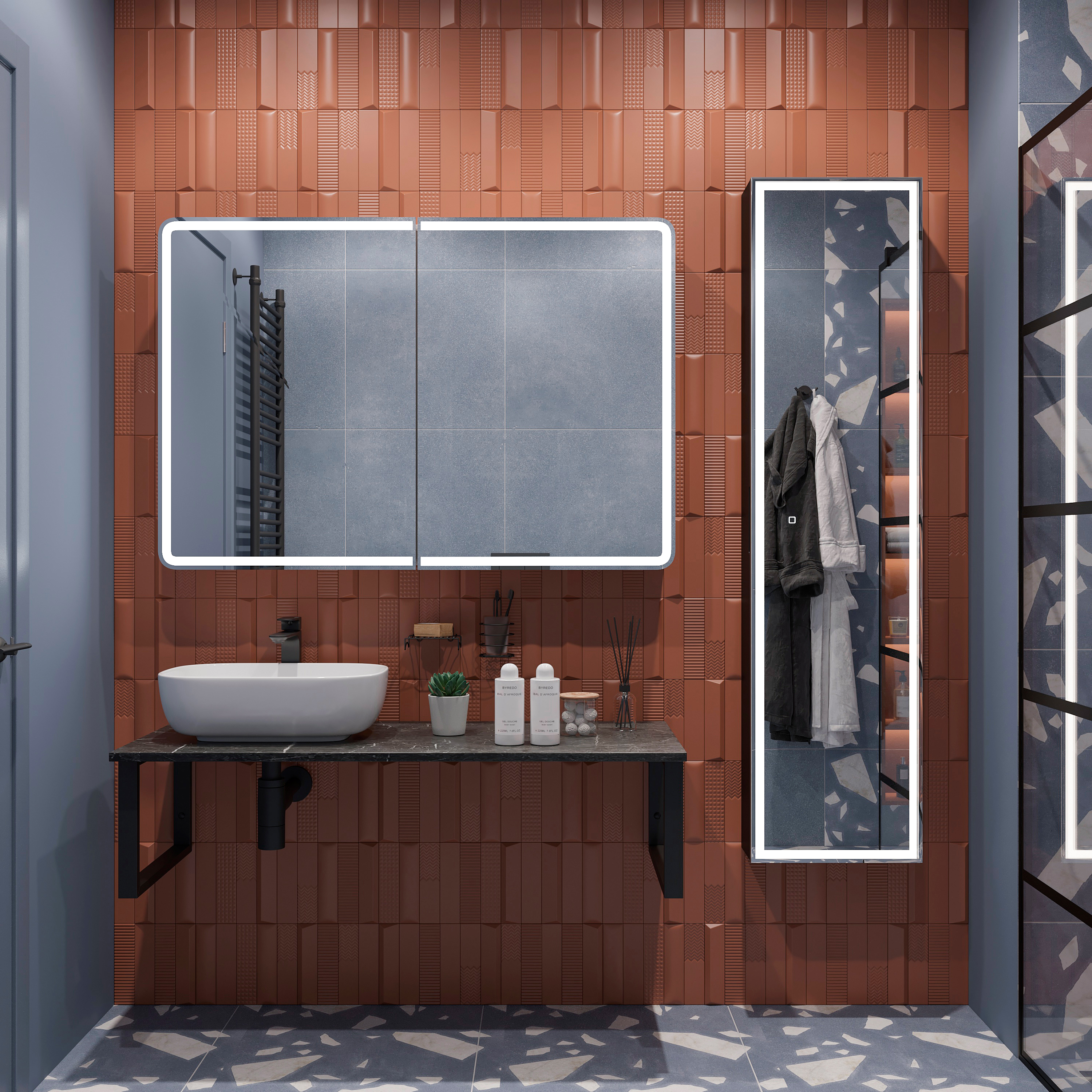 Столешница с раковиной DIWO Элиста 120 чёрный мрамор, с раковиной Moduo 50 Square 555914 - 1