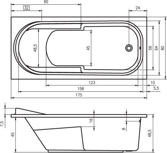 Акриловая ванна Riho Columbia 175 B003001005 - 0