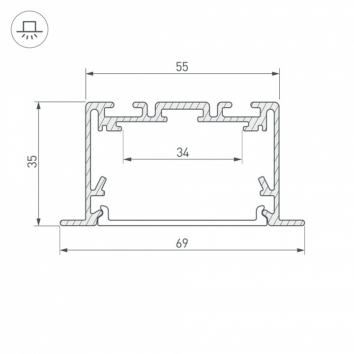 Профиль Arlight S2-LINIA69-F-2500 SEAMLESS BLACK (Arlight, Алюминий) 033534 - 1