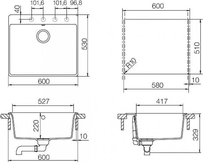 Мойка кухонная Schock Galaxy 60 (N-100) магма 700537 - 1