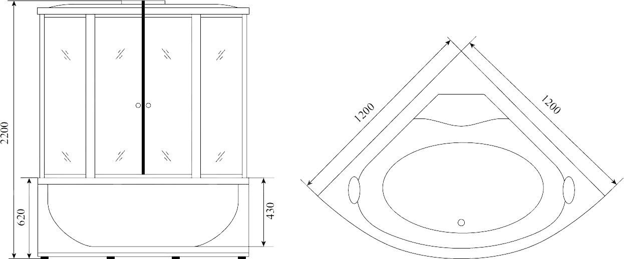 Душевая кабина Timo Standart 120x120 см  T-1125 - 3