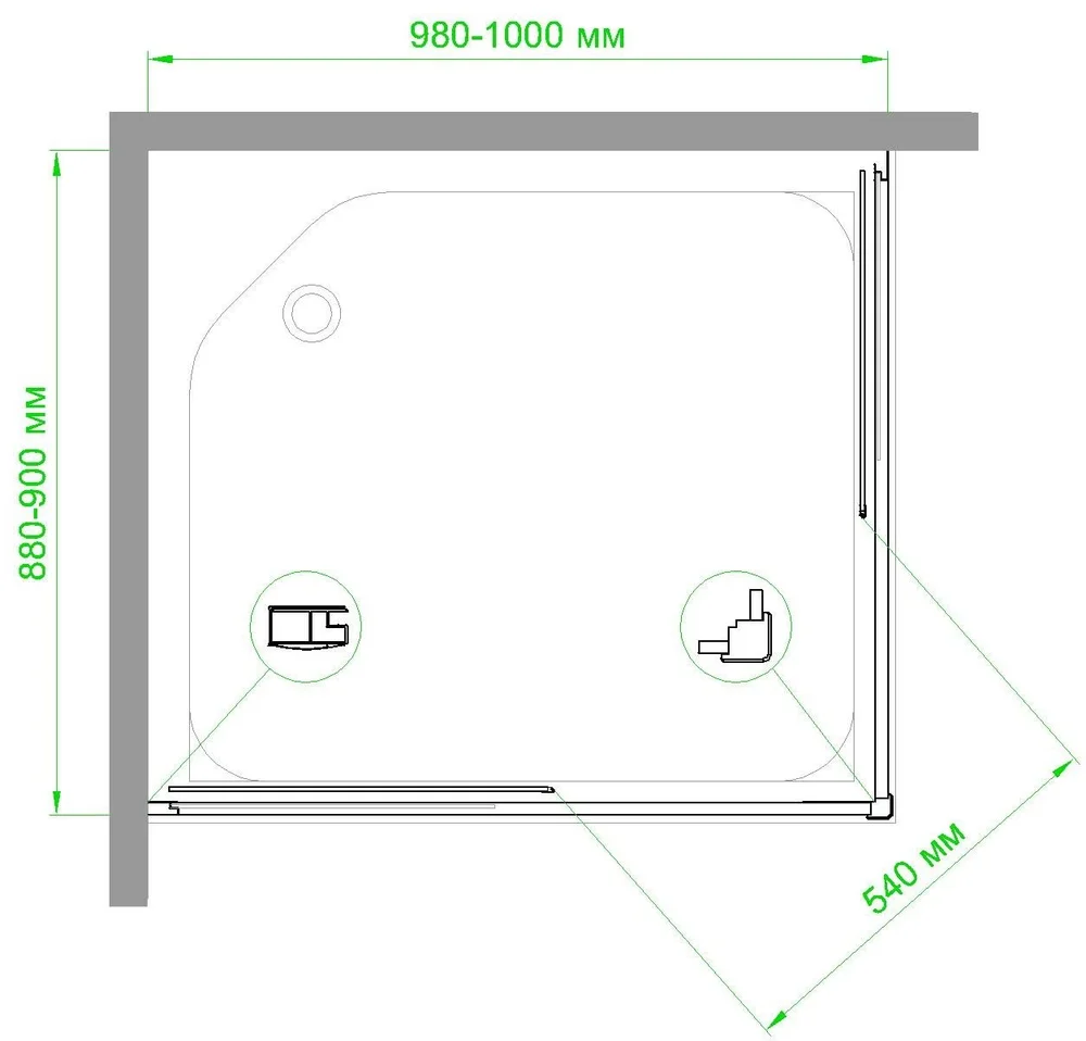 Душевой уголок Royal Bath HPD 100x90 профиль белый стекло прозрачное RB9100HPD-T - 3