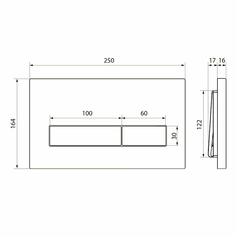 Кнопка смыва Point Меркурий серая матовая PN44831GM - 2