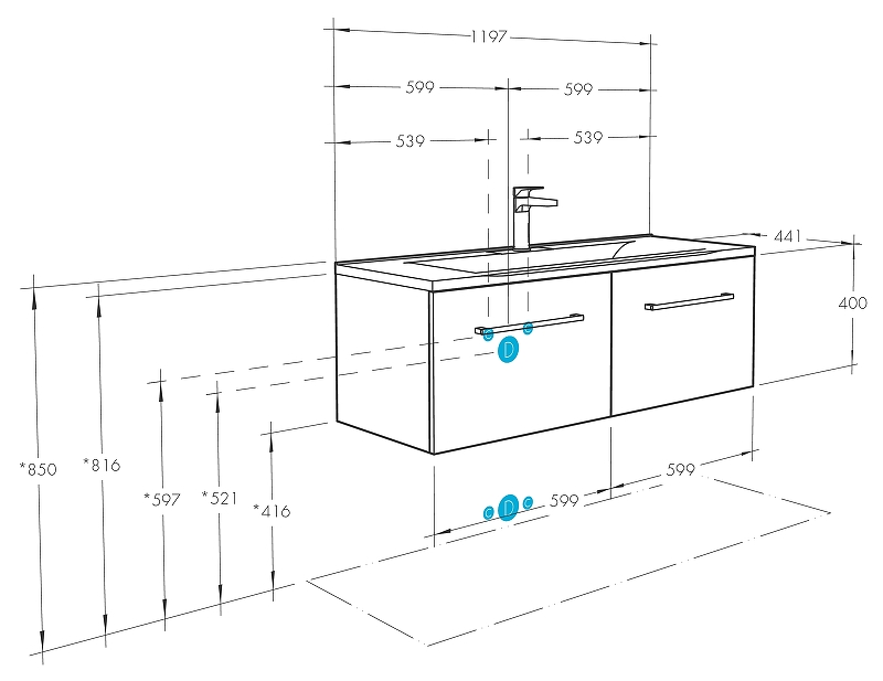 Тумба с раковиной Aquaton Мадрид 120 белый 1A1703K2MA010 - 7