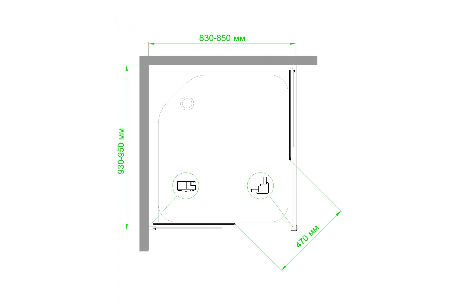 Душевой уголок Royal Bath HPD 85x95 профиль черный стекло прозрачное RB9585HPD-T-BL - 4