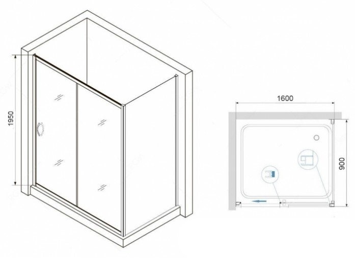 Душевой уголок RGW Passage PA-76-1 160x90 профиль хром стекло прозрачное 350876169-11 - 2