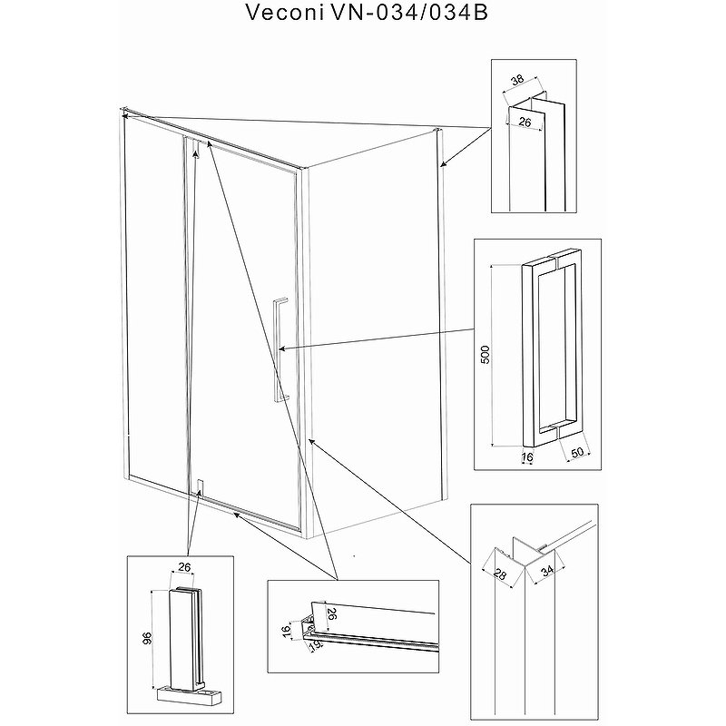 Душевой уголок Veconi Rovigo RV-034B 120х100 профиль черный  RV034B-120100-01-C7 - 4