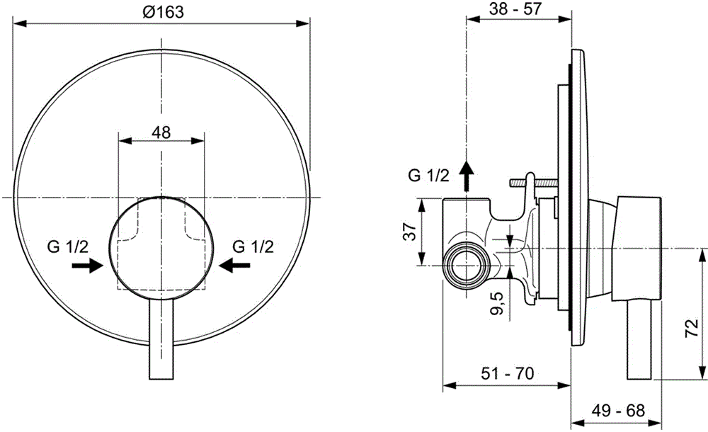 Смеситель для душа Ideal Standard Ceraline хром A6940AA - 1