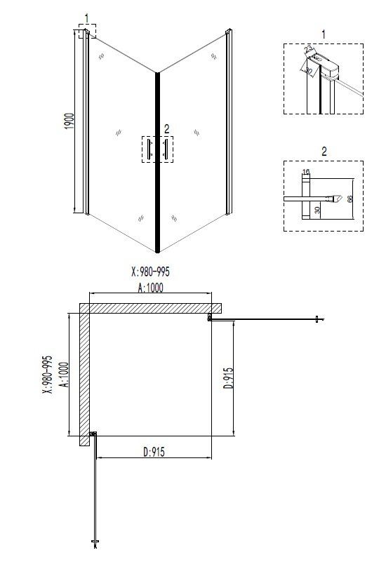 Душевой уголок Niagara Nova NG-6604-08 100x100, квадратный 66040811 - 2