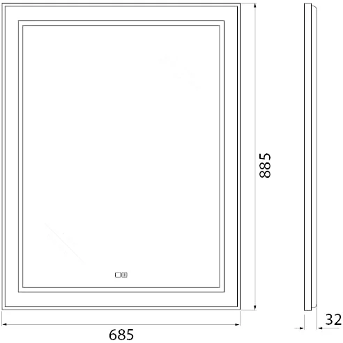  Зеркало BelBagno Kraft 68.5х88.5 с подсветкой, подогревом, хром  SPC-KRAFT-685-885-TCH-WARM - 4