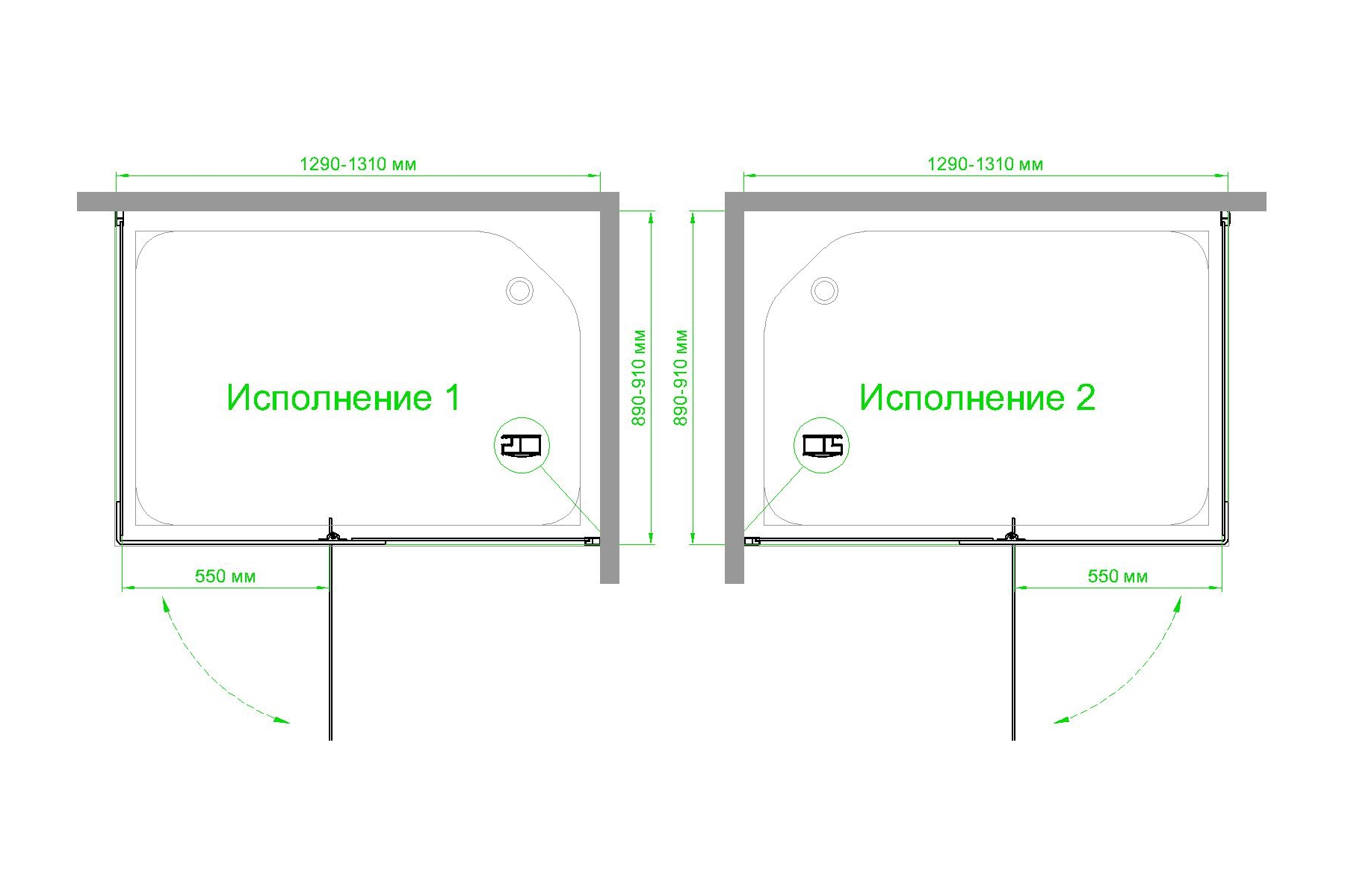 Душевой уголок Royal Bath HPVD 130х90 профиль белый стекло матовое RB9130HPVD-C - 3