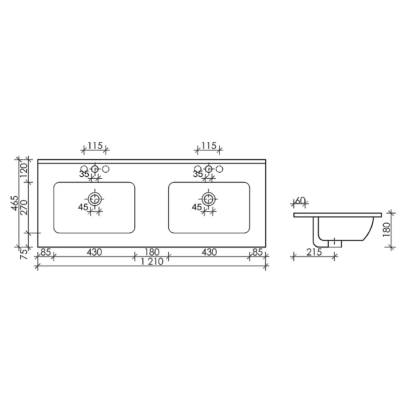 Накладная раковина Ceramica Nova Element 121х46 черная матовая CN7004MB - 2