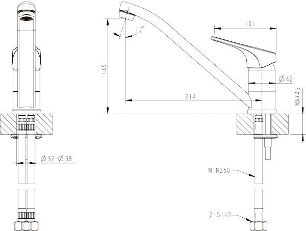 Смеситель Bravat Drop-D F748162C-1 для кухонной мойки - 2