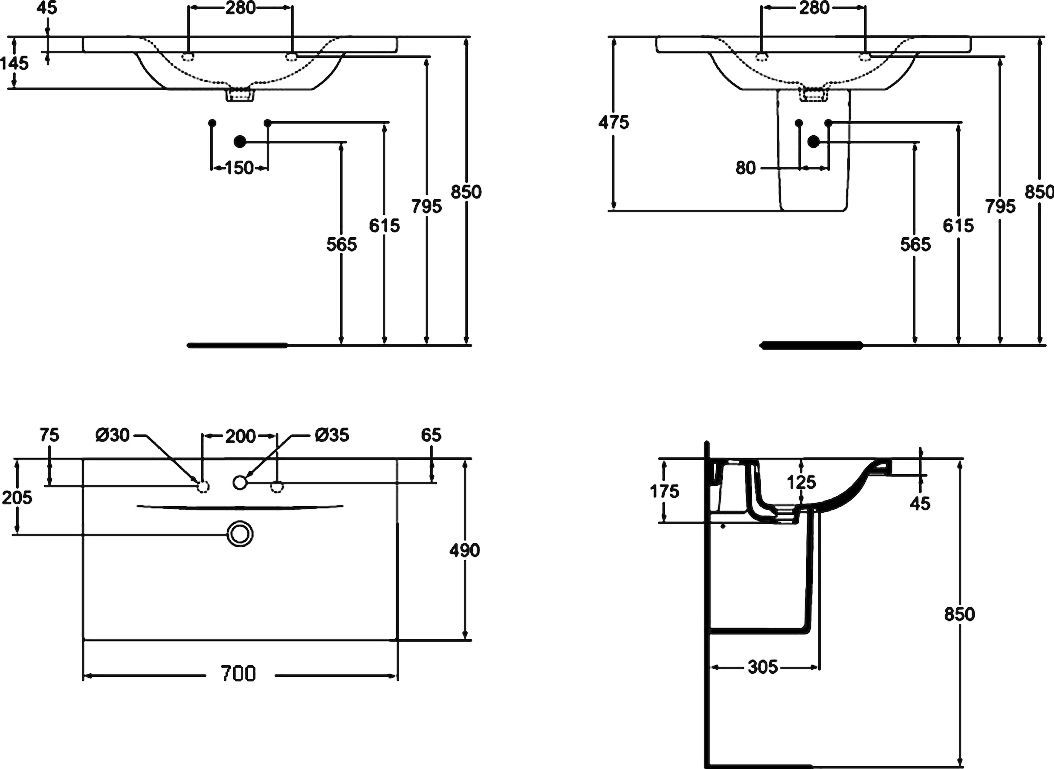 Раковина подвесная Ideal Standard Connect 70 белый E812801 - 5