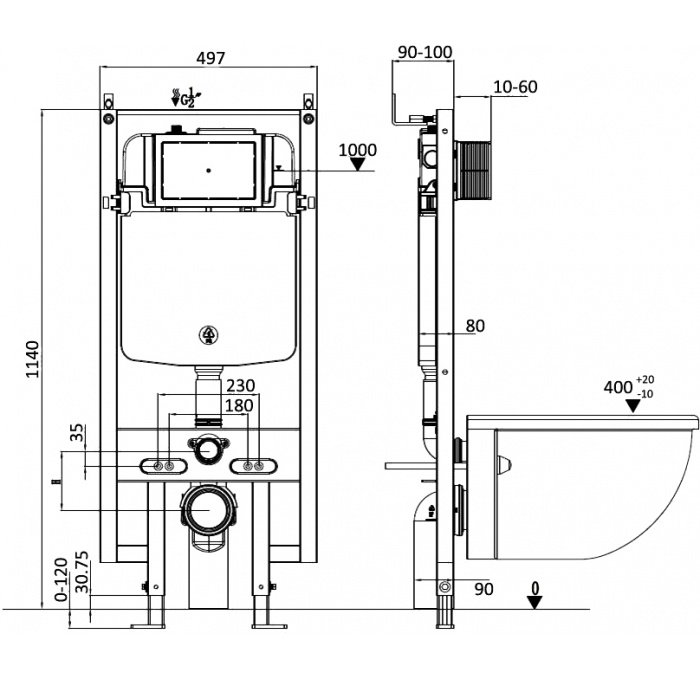 Комплект Weltwasser AMBERG 497 ST + MERZBACH 004 GL-WT + AMBERG RD-CR  10000006720 - 4