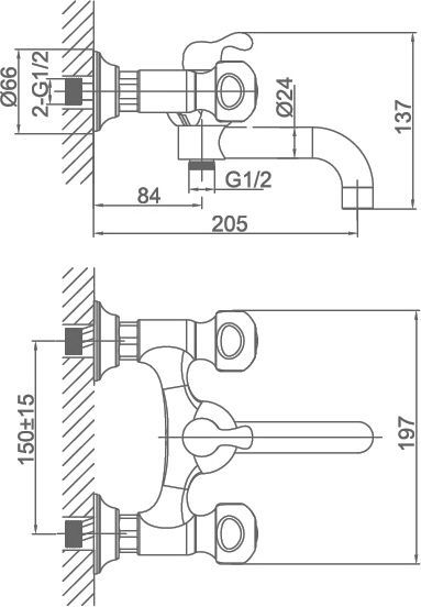 Смеситель для ванны D&K DA142 хром  DA1423201 - 3