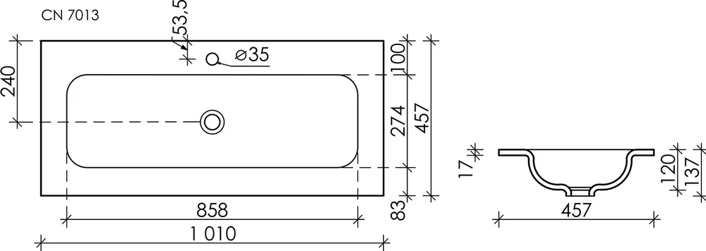 Раковина накладная Ceramica Nova Element 101х45.7 белая CN7013 - 1