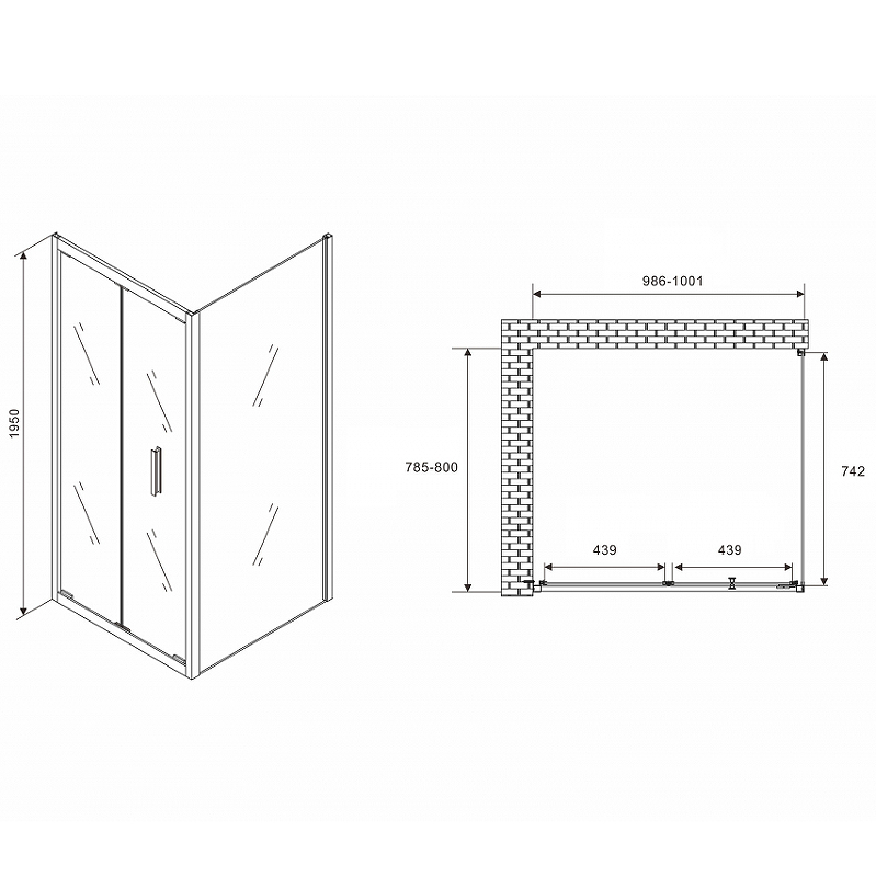 Душевой уголок Abber Sonnenstrand 100х80 черный стекло прозрачное AG07100B-S80B - 1