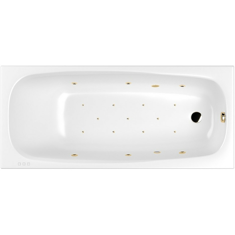 Ванна акриловая WHITECROSS Layla Slim Relax 170x75 с гидромассажем белый - золото 0122.170075.100.RELAX.GL - 0