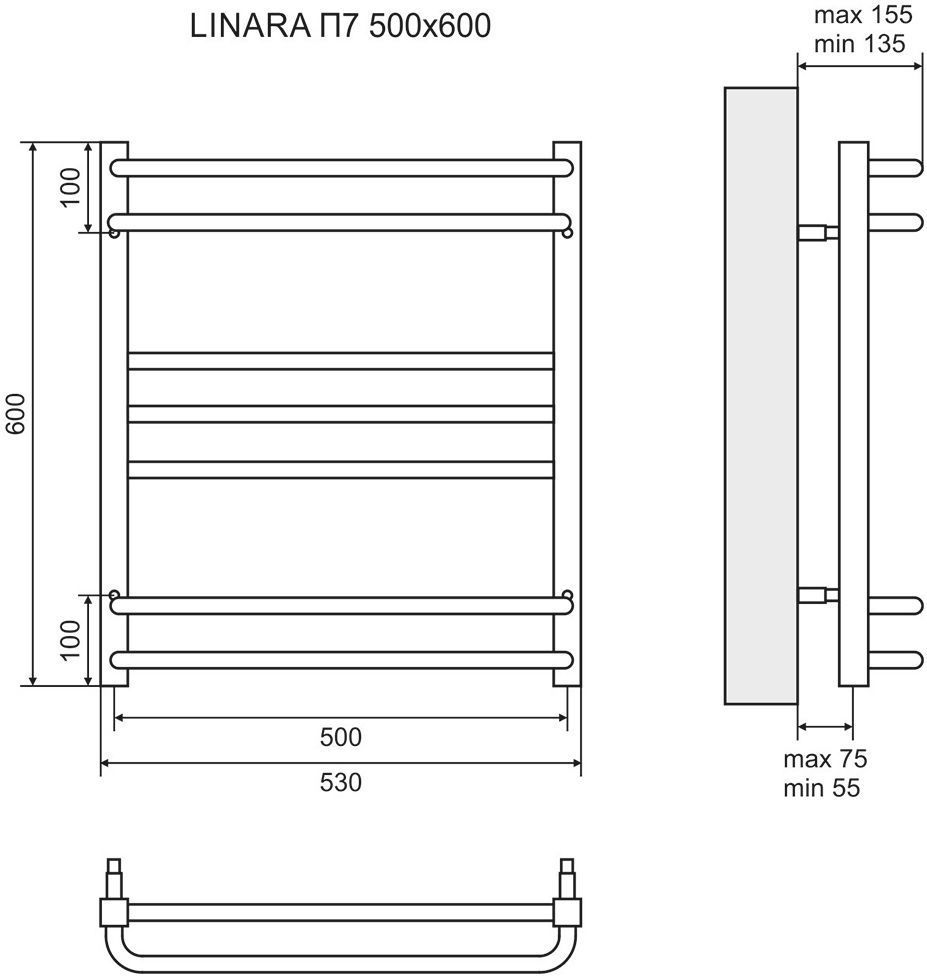 Полотенцесушитель электрический Lemark Linara П7 50x60 LM04607E - 3