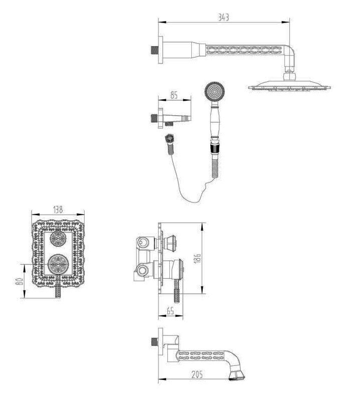 Душевой комплект Zorg Antic A 104DS-BR - 1