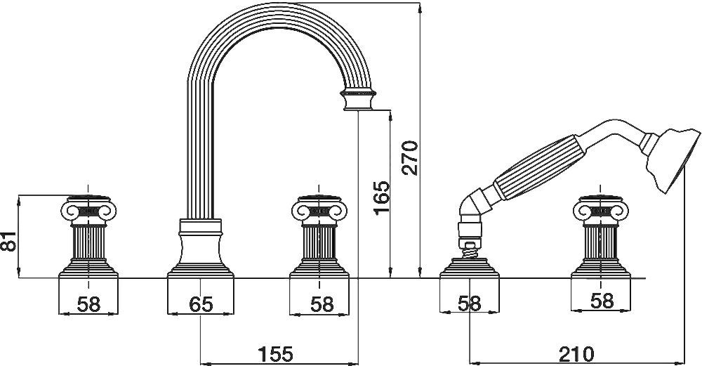 Смеситель Cezares Olimp BVD 01 O на борт ванны OLIMP-BVD-01-O - 2