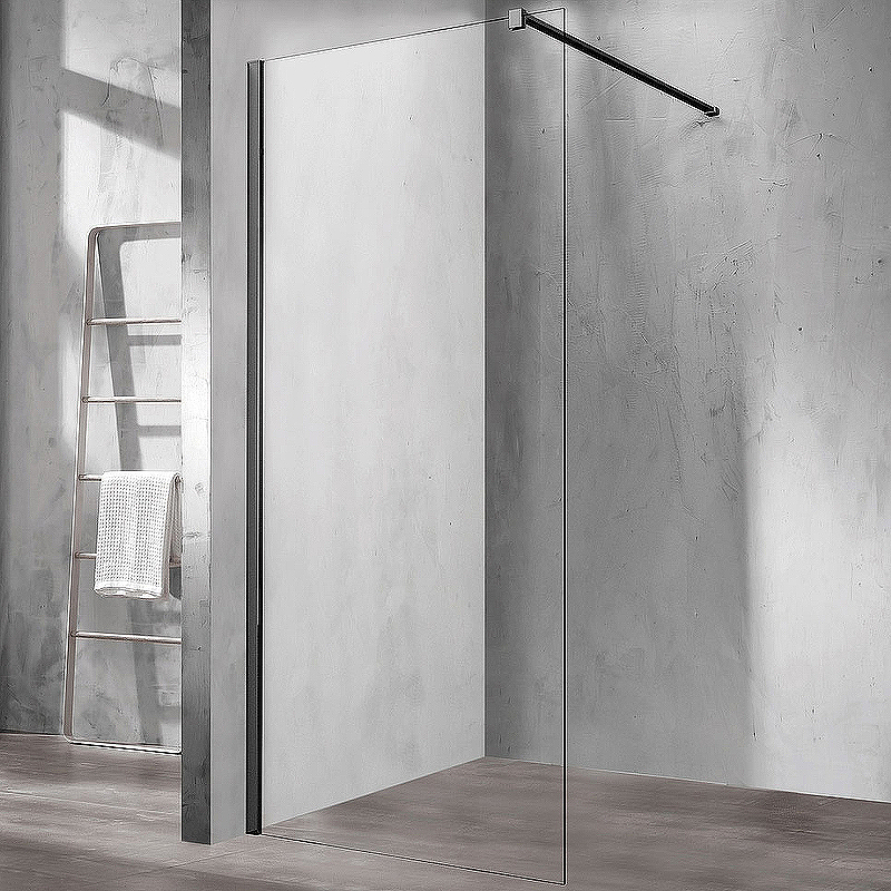 Душевая перегородка Vincea Walk-In 90х200 черный матовый стекло прозрачное VSW-1H900CLB - 0