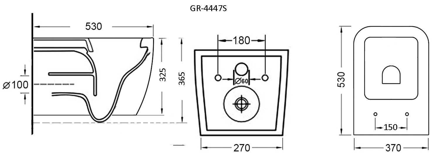 Унитаз подвесной Grossman безободковый GR-4447S - 5