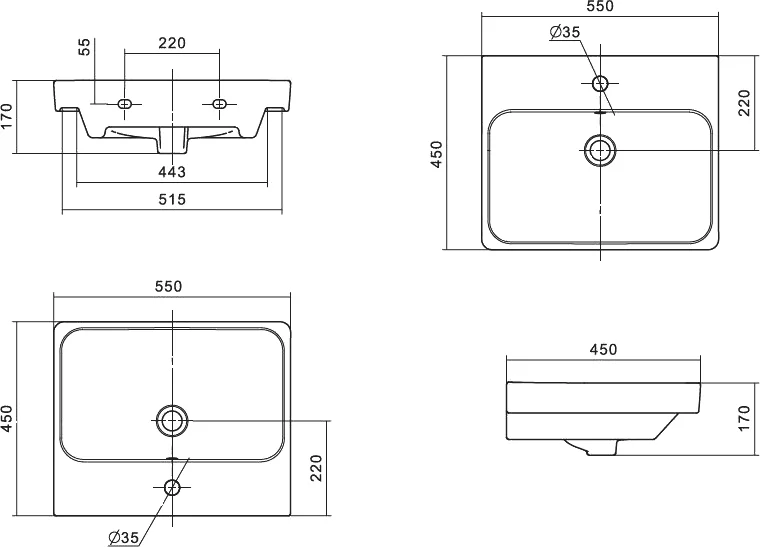 Тумба с раковиной Aquaton Сканди Doors 55 белый 1A2788K0SD010 - 10