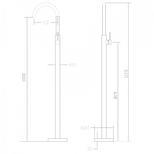 Смеситель напольный ABBER Wasser Kreis черный матовый  AF8141B - 2