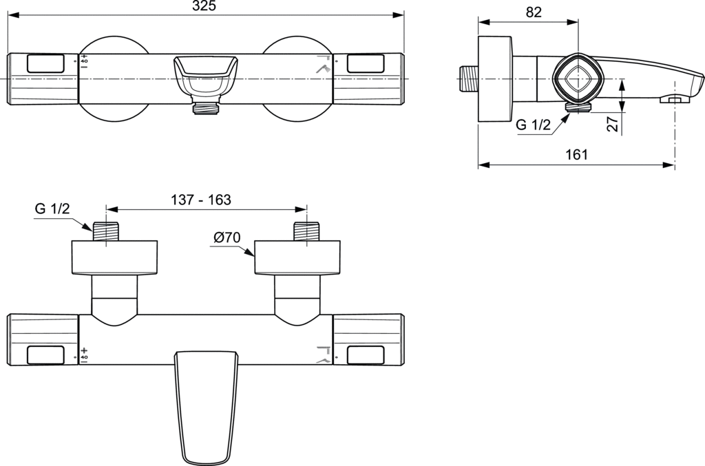 Смеситель для душа Ideal Standard Ceratherm T100 с термостатом хром A7238AA - 1