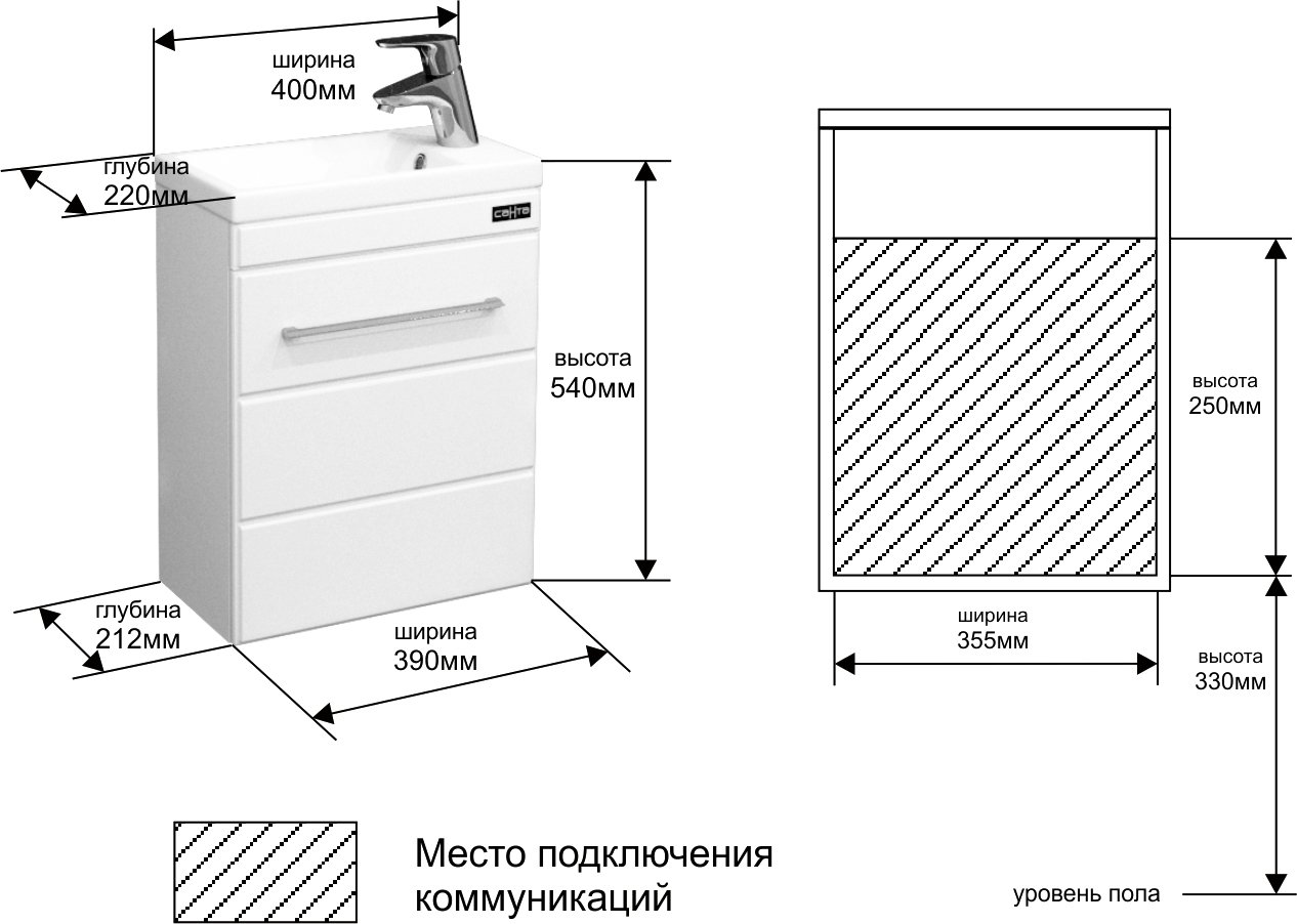 Тумба под раковину Санта Омега 40 белый 207036 - 6