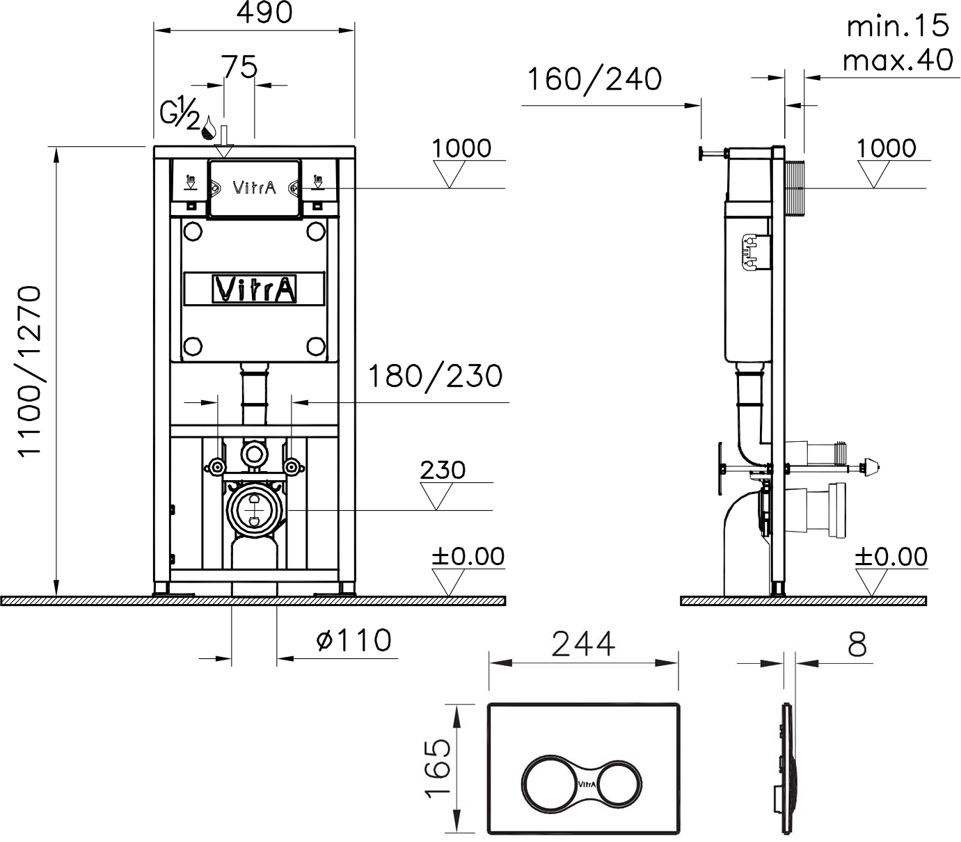 Инсталляция с унитазом VitrA Mia Round 9856B003-7200 - 9