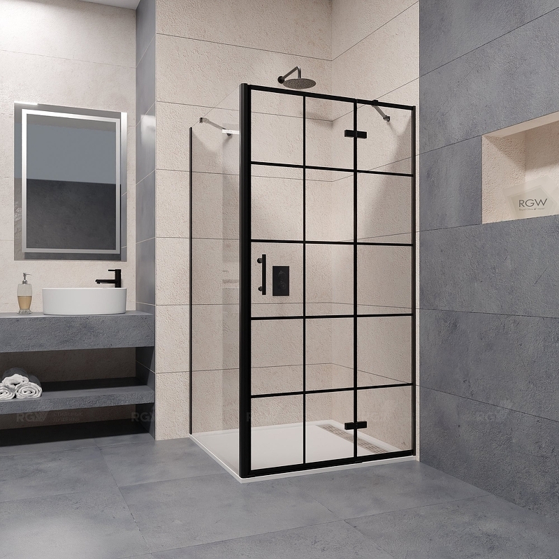 Душевой уголок RGW Passage PA-77B R 120x120 профиль черный стекло прозрачное 41087722-084R - 1