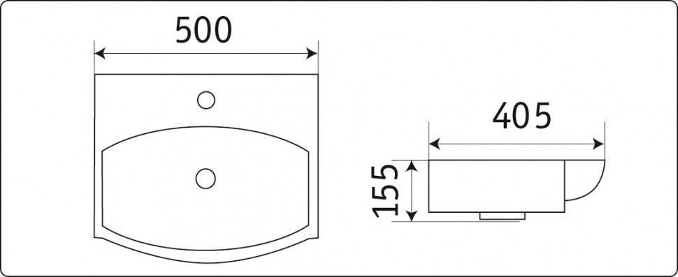 Раковина накладная Ceramalux N 50 черный  78014CMB - 1