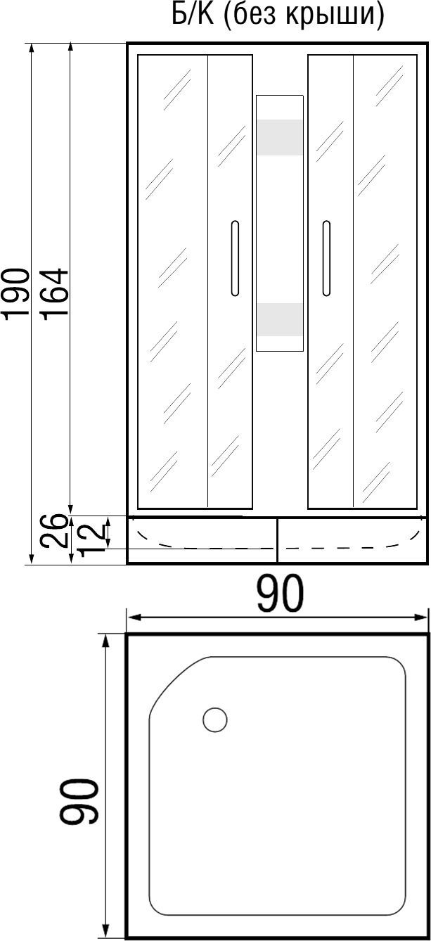 Душевая кабина с поддоном River Quadro Б/К 90/24 MT  10000001453 - 2