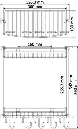 Полка Wasserkraft K-1422 2-ярусная, с крючками - 4