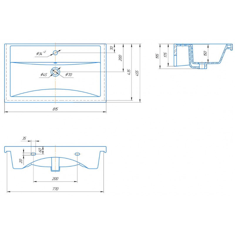 Раковина ASB-Woodline Фостер 80 белый 22321 - 2