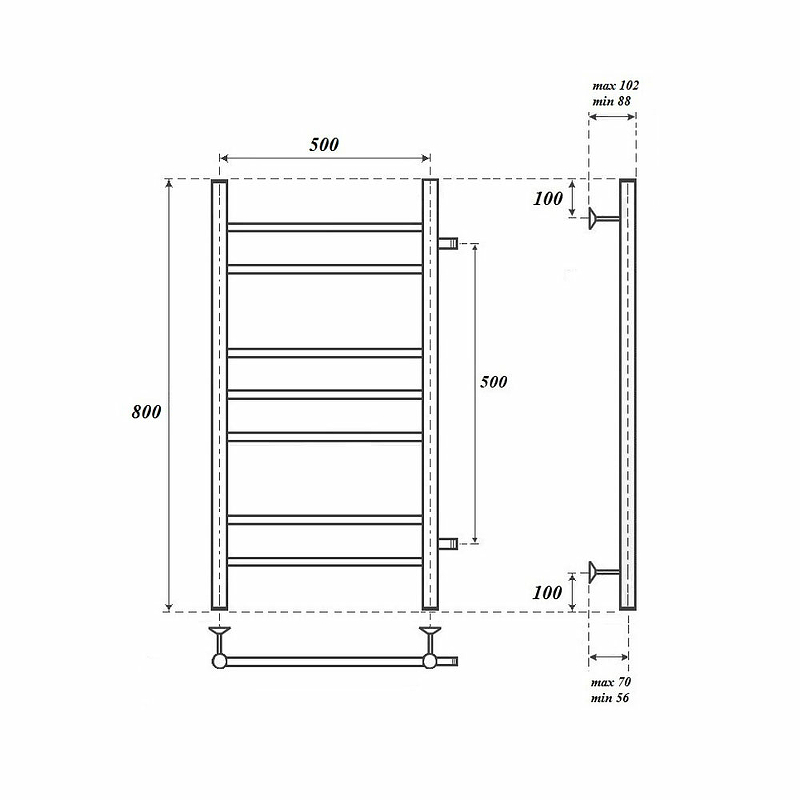 Полотенцесушитель водяной Point Аврора 50х80 хром PN10558 - 1